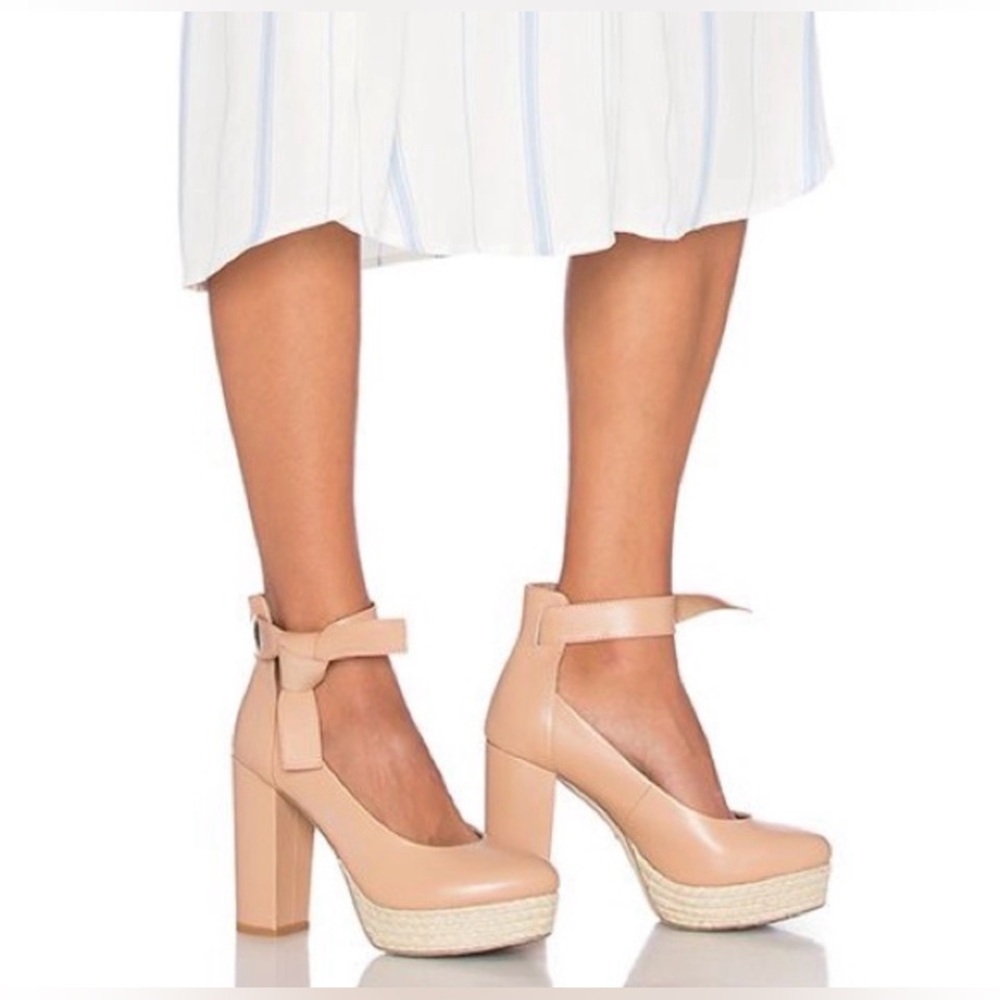 For Love & Lemons X  Raye Harper Nude Platform Heels Revolve EU 36/ US 6-6.5